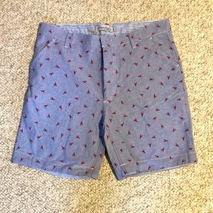 Men’s Blue with Red Lobster Print Shorts (Medium)